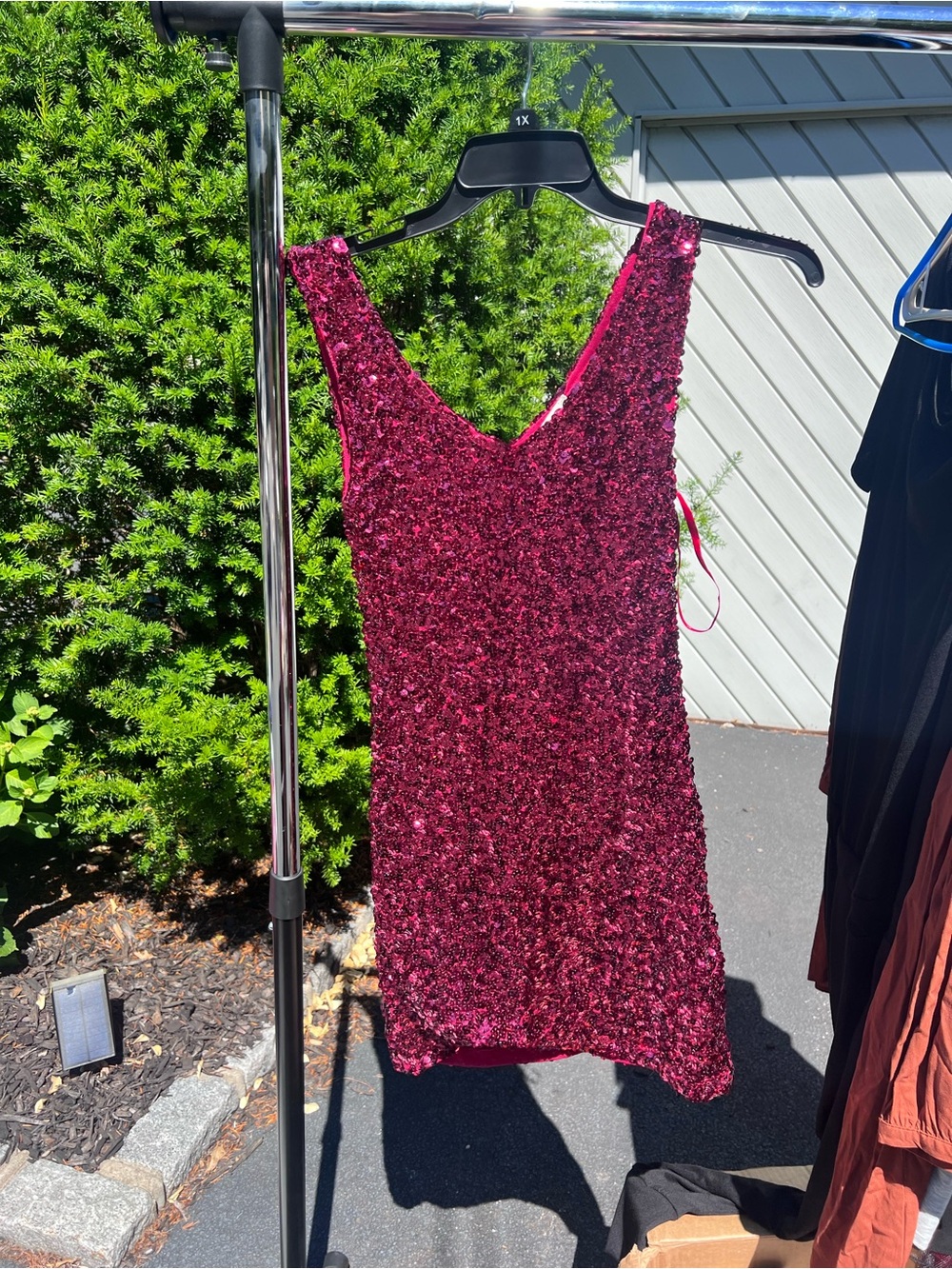 Sparkling Red Sequin V-Neck Dress